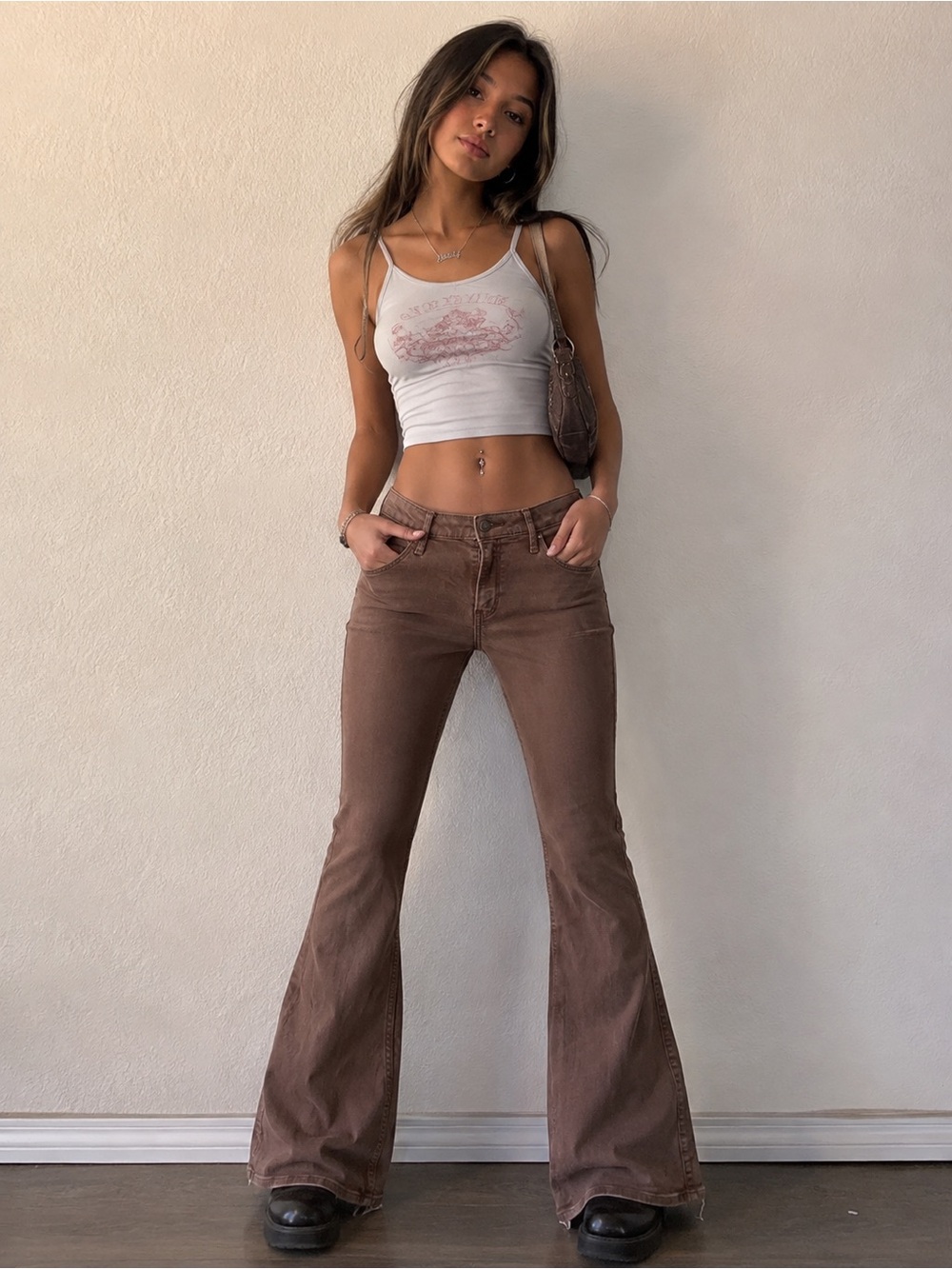 HOLLISTER Y2K Chocolate Brown High Rise Vintage Flare Soft Stretch Jeans 28